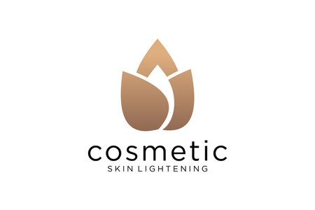 Lotus flower logo. Vector design template of lotus icons on white background in flat and outline style with golden for eco, beauty, spa, yoga, medical companiesのイラスト素材