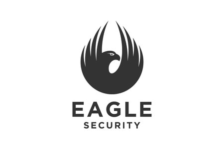 Eagle Logo Vector animal design. eagle or hawk badge emblem vector iconのイラスト素材