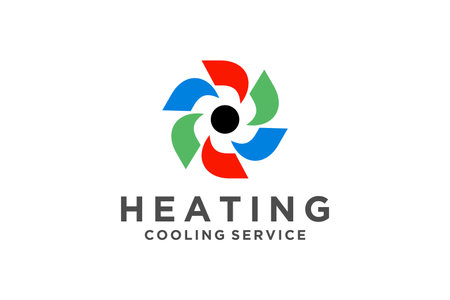 HVAC logo design, heating ventilation and air conditioning, HVAC logo pack templateのイラスト素材
