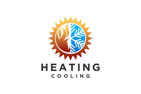 HVAC logo design, heating ventilation and air conditioningのイラスト素材