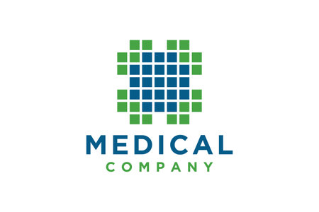 Modern Healthcare Medical Logo. Geometric Linear Rounded Cross Sign Health Iconのイラスト素材