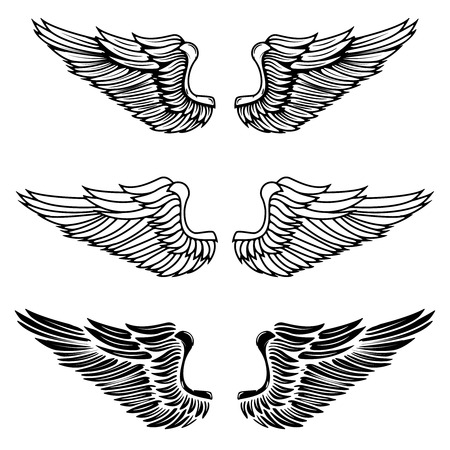 Vintage wings isolated on white background. Design elements , label, emblem, sign, brand mark. Vector illustration.のイラスト素材