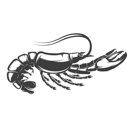 Lobster icon isolated on white background. Design element , label, sign, brand mark. Vector illustration.のイラスト素材