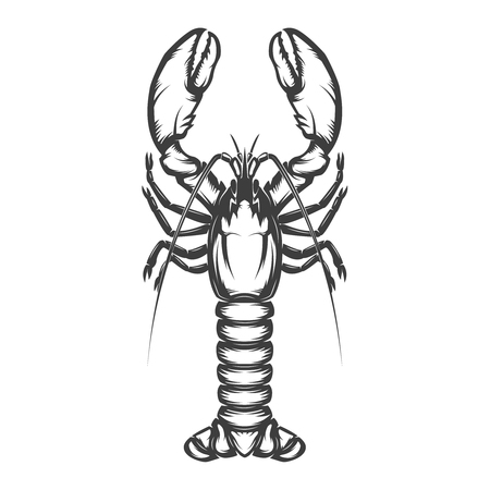 Lobster icon isolated on white background. Design element , label, sign, brand mark. Vector illustration.のイラスト素材