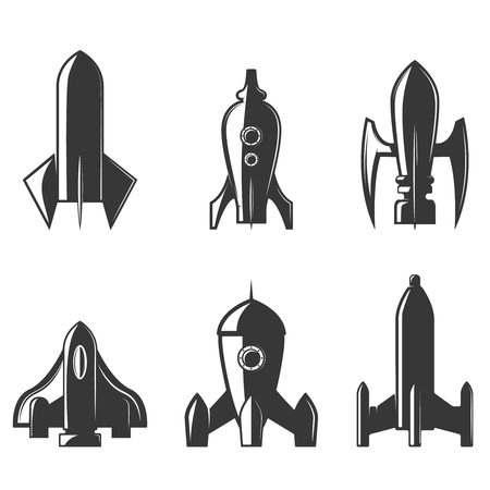 Set of the rockets icons. Design element , label, emblem, sign, brand mark. Vector illustration.のイラスト素材