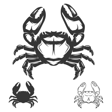 Crab icon isolated on white background. Design elements , label, emblem, sign, brand mark. Vector illustration.のイラスト素材