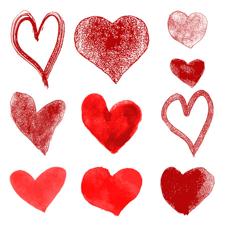 Set  of hand drawn hearts isolated on white background. Vector illustration.のイラスト素材