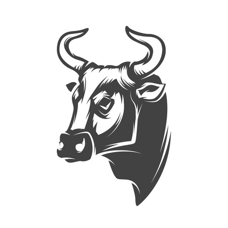 bull head isolated on white background. Vector illustration.のイラスト素材