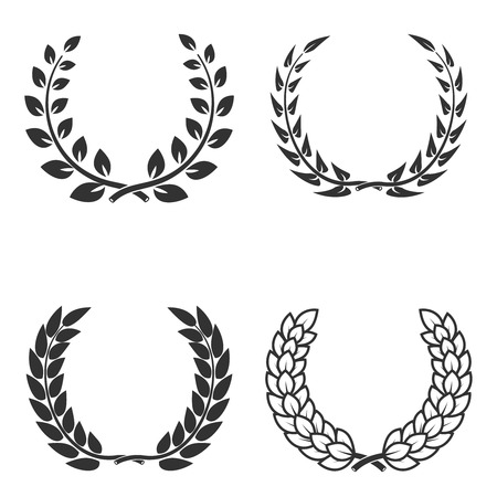 Set of laurel wreaths isolated on white background. Design element for emblem, badge. Vector illustration.のイラスト素材
