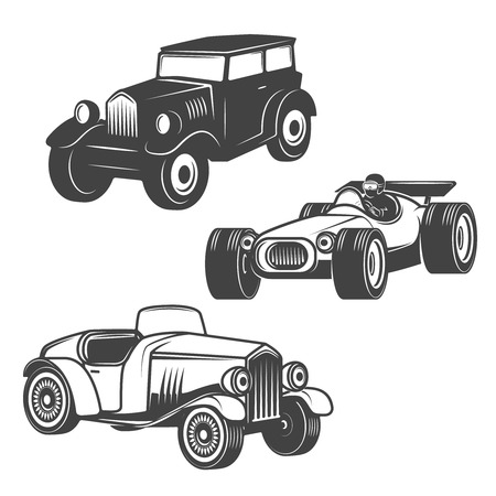 Set of retro cars icons isolated on white background.のイラスト素材