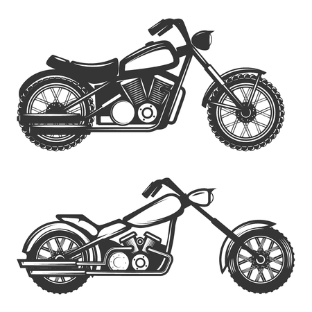 Set of motorcycle icons isolated on white background. Design element for label, emblem, sign, brand mark.のイラスト素材
