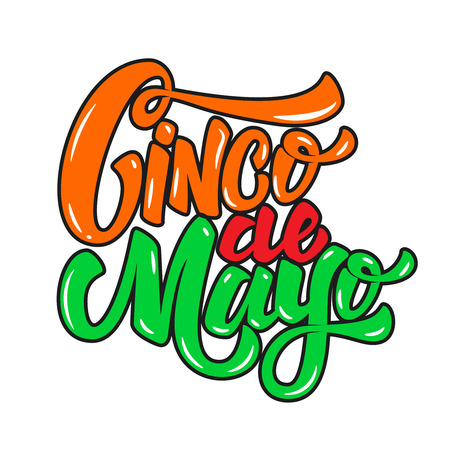 Cinco de Mayo. Hand drawn lettering phrase isolated on white background.のイラスト素材