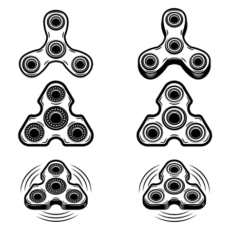 Set of the hand spinner icons isolated on white background. Design elements for logo, emblem, sign, badge. Vector illustrationのイラスト素材