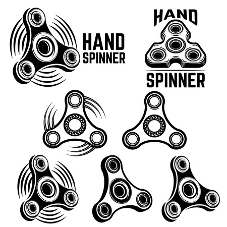 Set of the hand spinner labels isolated on white background. Design elements for logo, emblem, sign, badge. Vector illustrationのイラスト素材
