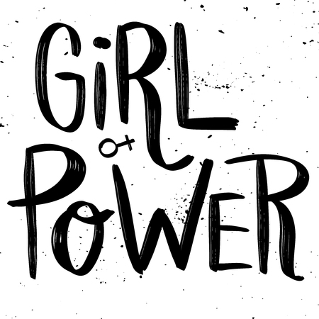 Girl Power. Hand drawn lettering phrase isolated on white background. Vector illustration.のイラスト素材