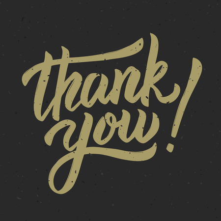 Thank you! Hand drawn lettering phrase on white background. Vector illustrationのイラスト素材