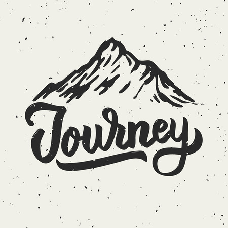 Mountain illustration. Journey. Hand drawn lettering isolated on white background. Vector illustrationのイラスト素材