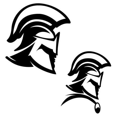 Spartan warrior illustration isolated on white background. Design elements for logo, label, emblem, sign. Vector illustrationのイラスト素材