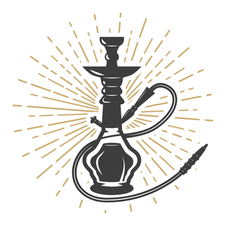 Hookah illustration on white background. Design element for emblem, sign, badge, label. Vector illustrationのイラスト素材