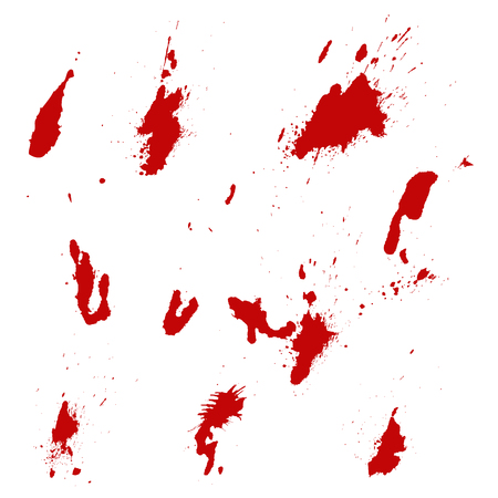 Set of blood splashes isolated on white background. Vector illustrationのイラスト素材