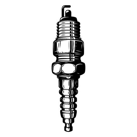 Spark plug illustration isolated on white background. Design element for logo, label, emblem, sign, poster. Vector illustrationのイラスト素材