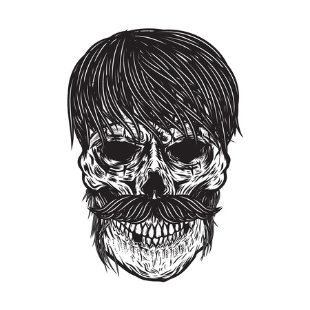 Zombie skull illustration isolated on white background. Design element for poster, emblem, t shirt. Vector illustrationのイラスト素材