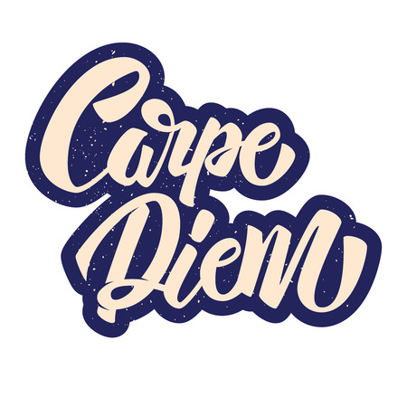 Carpe diem. Lettering in graffiti style phrase on white background. Design element for poster, card, banner, t shirt. Vector illustrationのイラスト素材