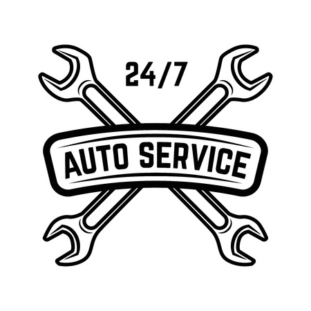 Design for logo, label, emblem, sign for Auto service, Service station, Car repair. Vector illustration.のイラスト素材