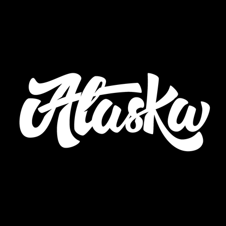Alaska. Lettering phrase isolated on black background. Vector illustrationのイラスト素材