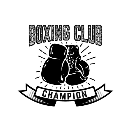 Champion boxing club. Emblem template with boxer gloves. Design element for logo, label, emblem, sign. Vector illustrationのイラスト素材