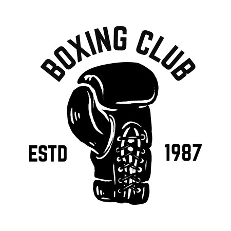 Champion boxing club. Emblem template with boxer gloves. Design element for logo, label, emblem, sign. Vector illustrationのイラスト素材