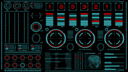 hi-tech interface on dark background. Design elements for hud, user interface, animation, motion design. Vector illustrationのイラスト素材
