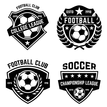 Set of soccer, football emblems. Design element for logo, label, emblem, sign. Vector illustrationのイラスト素材
