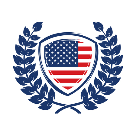 Emblem with usa symbol. Design element for poster, emblem, t-shirt. Vector illustration.のイラスト素材