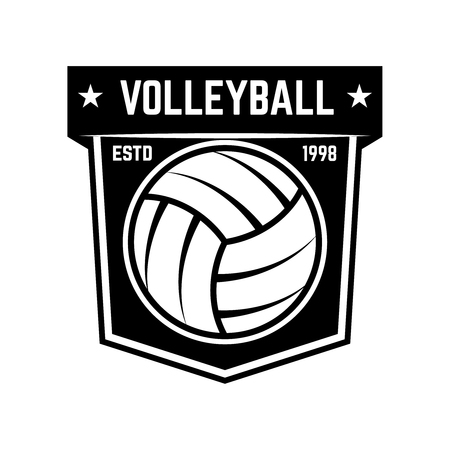 Emblem template with volleyball ball isolated on white background. Design element for icon, label, emblem, sign. Vector illustration.のイラスト素材