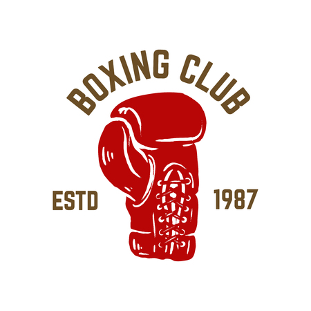 Champion boxing club. Emblem template with boxer glove. Design element for logo, label, emblem, sign. Vector illustrationのイラスト素材