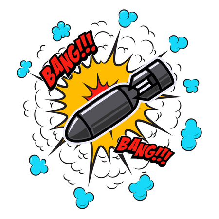Pop art comic style explosion with bomb. Design element for poster, card, banner, flyer. Vector illustrationのイラスト素材
