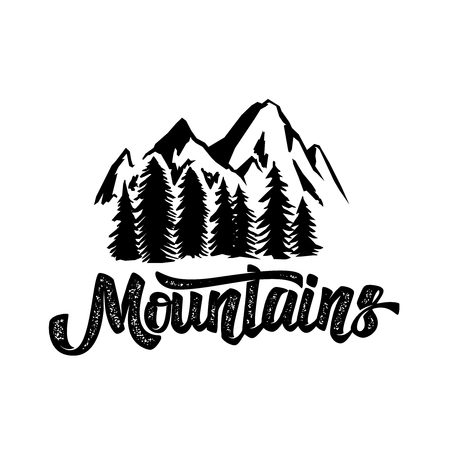 Hand draw wilderness typography poster with mountains and lettering.  artwork for hipster wear.のイラスト素材