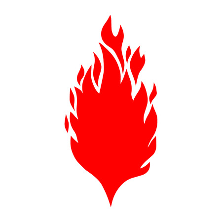 Hand drawn illustration of fire on white background. Design element for logo, label, emblem, sign, poster, t shirt. Vector imageのイラスト素材