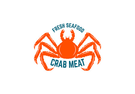 Fresh seafood. Emblem template with crab. Design element for logo, label, emblem, sign, poster. Vector illustrationのイラスト素材