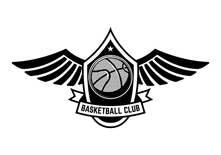 Basketball sport emblem with wings. Design element for poster, logo, label, emblem, sign, t shirt. Vector illustrationのイラスト素材