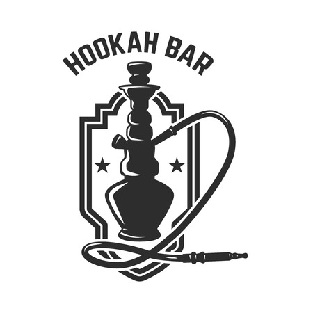 Hookah shop. Emblem template with hookah. Design element for logo, label, sign. Vector illustrationのイラスト素材