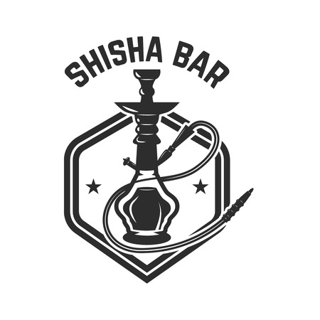 Hookah shop. Emblem template with hookah. Design element for logo, label, sign. Vector illustrationのイラスト素材