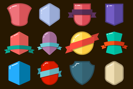 Set of empty flat style badges. Design element for emblem, sign, banner, web site decoration, flyer. Vector illustrationのイラスト素材
