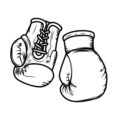 Illustration of boxing gloves. Design elements for logo, label, sign, menu. Vector imageのイラスト素材