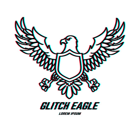 Eagle sign with glitch effect. Design element for logo, label, emblem, poster, t shirt.のイラスト素材