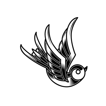 Vintage swallow illustration in engraving style. Design element for poster,card, sign, emblem, t shirt. Vector illustrationのイラスト素材