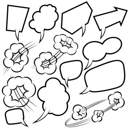 Set of empty comic speech bubbles. Design element for poster, card, banner, flyer.  Vector illustrationのイラスト素材