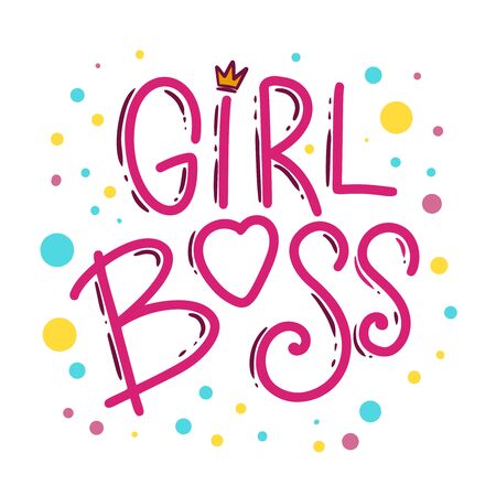 Girl boss. Lettering phrase for postcard, banner, flyer. Vector illustrationのイラスト素材