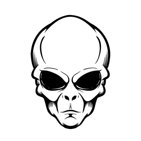 Illustration of alien head isolated on white.のイラスト素材